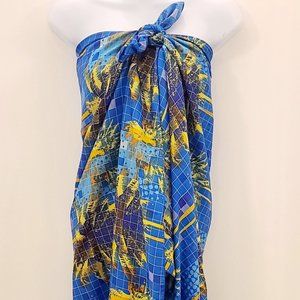 Sarong Pareo  Wrap Dress Yellow Palm Trees Designs 100% Terryvoile